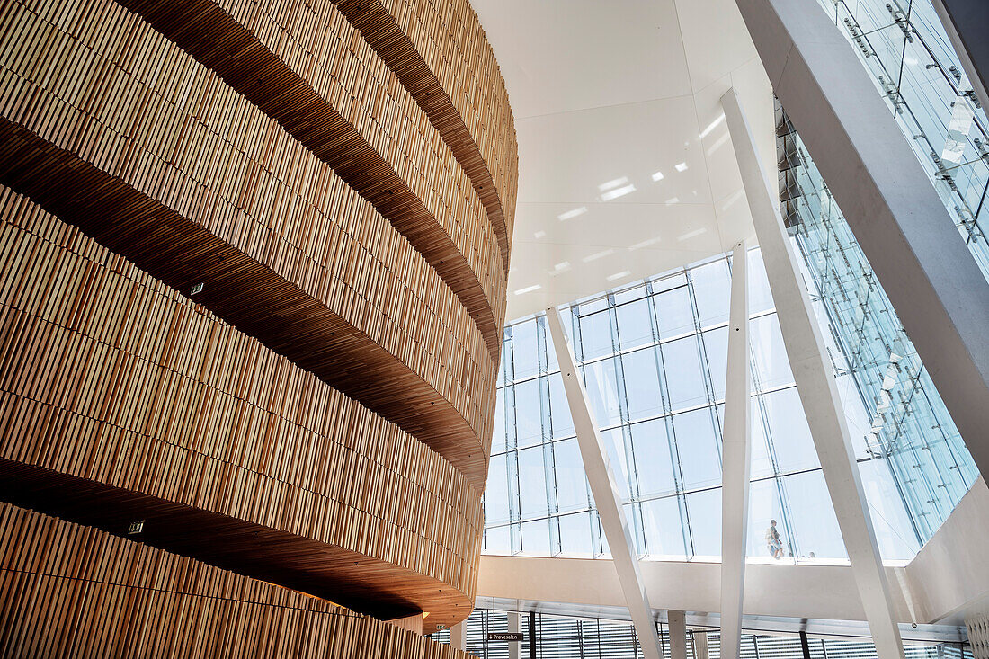 wood cover of Great Hall, interior of Opera, the New Opera House in Oslo, Norway, Scandinavia, Europe