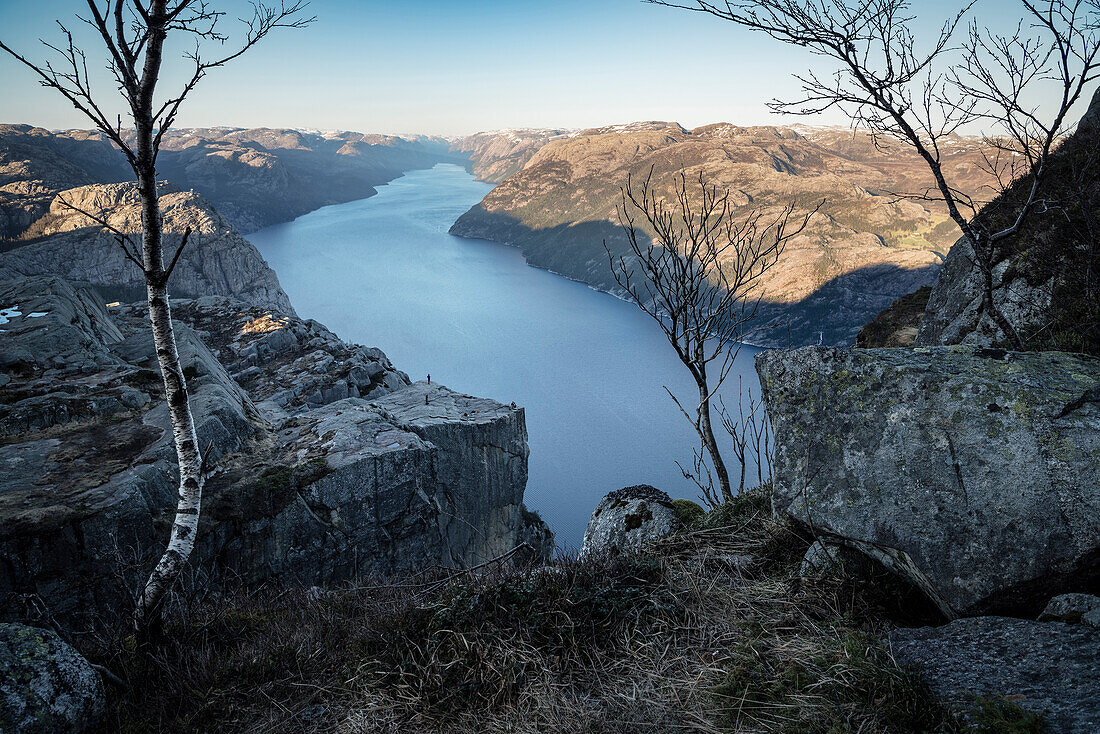 Preikestolen auch Prekestolen, Lysefjord, Provinz Rogaland, Norwegen, Skandinavien, Europa