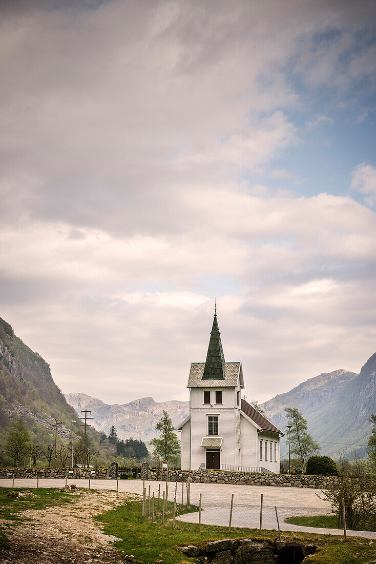 typical stave church in countryside of Norway, Scandinavia, Europe