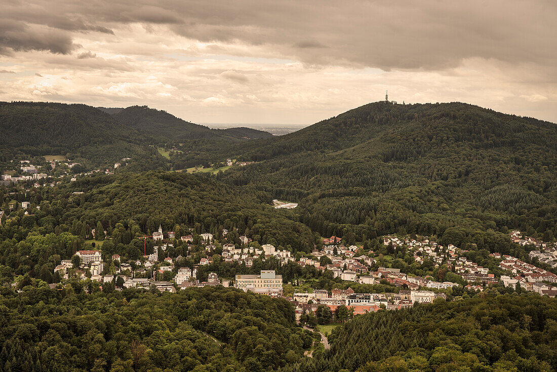 view from Fremer Mountain at Baden-Baden, spa town, Baden-Wuerttemberg, Germany