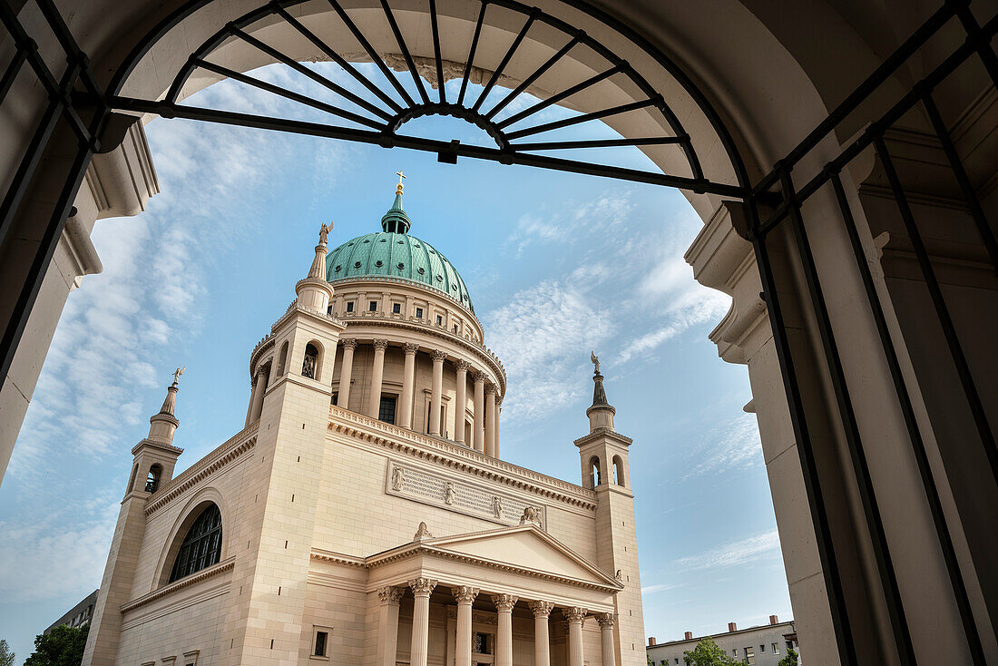 view from inner city castle (today Brandeburg parliament) at St Nikolai church, Potsdam, Brandenburg, Germany