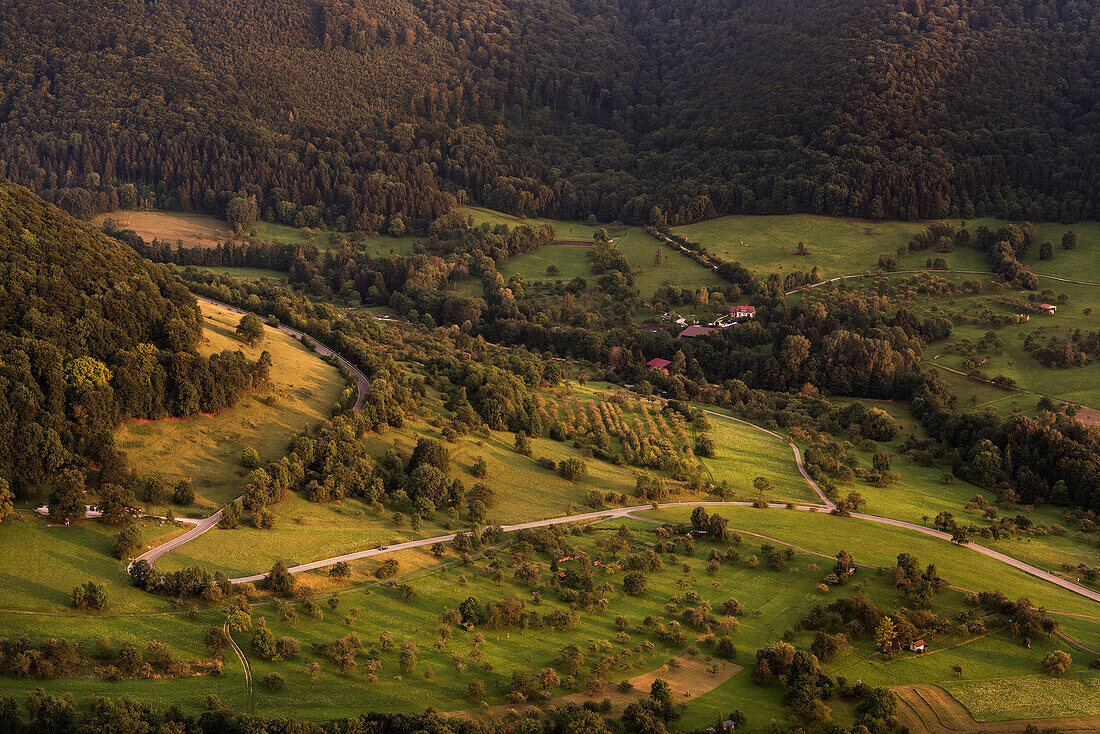 Ausblick von der Burg Hohenneuffen, Schwäbische Alb, Baden-Württemberg, Deutschland