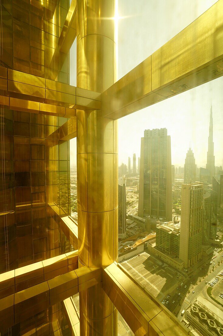 Ausblick, Sheikh Zayed Road, Burj Khalifa, Hochhäuser, Financal Centre, Dubai, VAE, Vereinigte Arabische Emirate