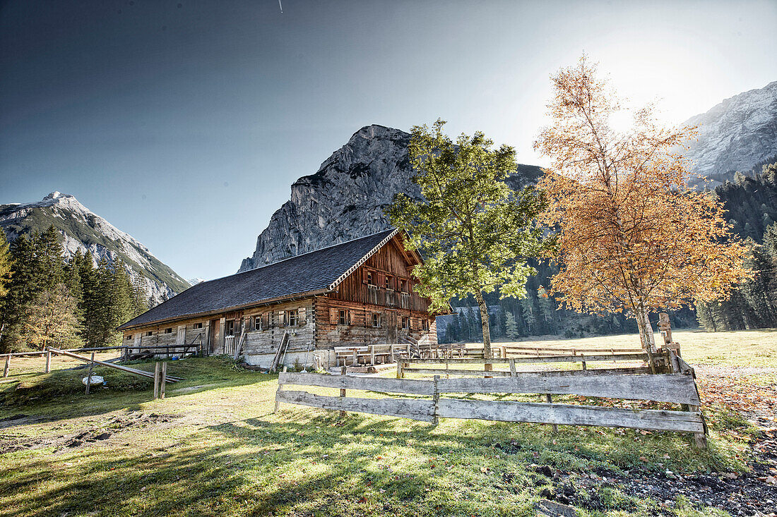 Kastenalm, Hinterau Valley, river Isar, hinterau valley, Karwendel mountains, Tyrol, Austria