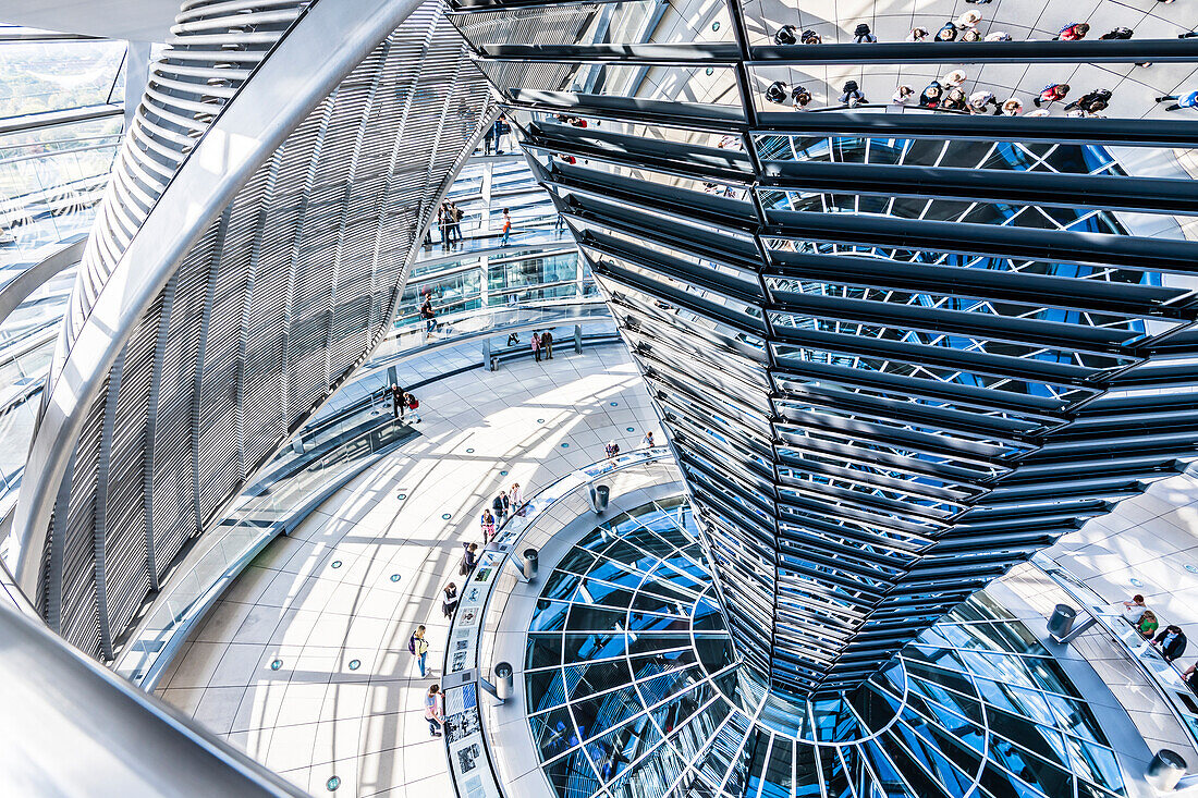 Visitors, glass dome, Reichstag, Bundestag, Berlin, Germany