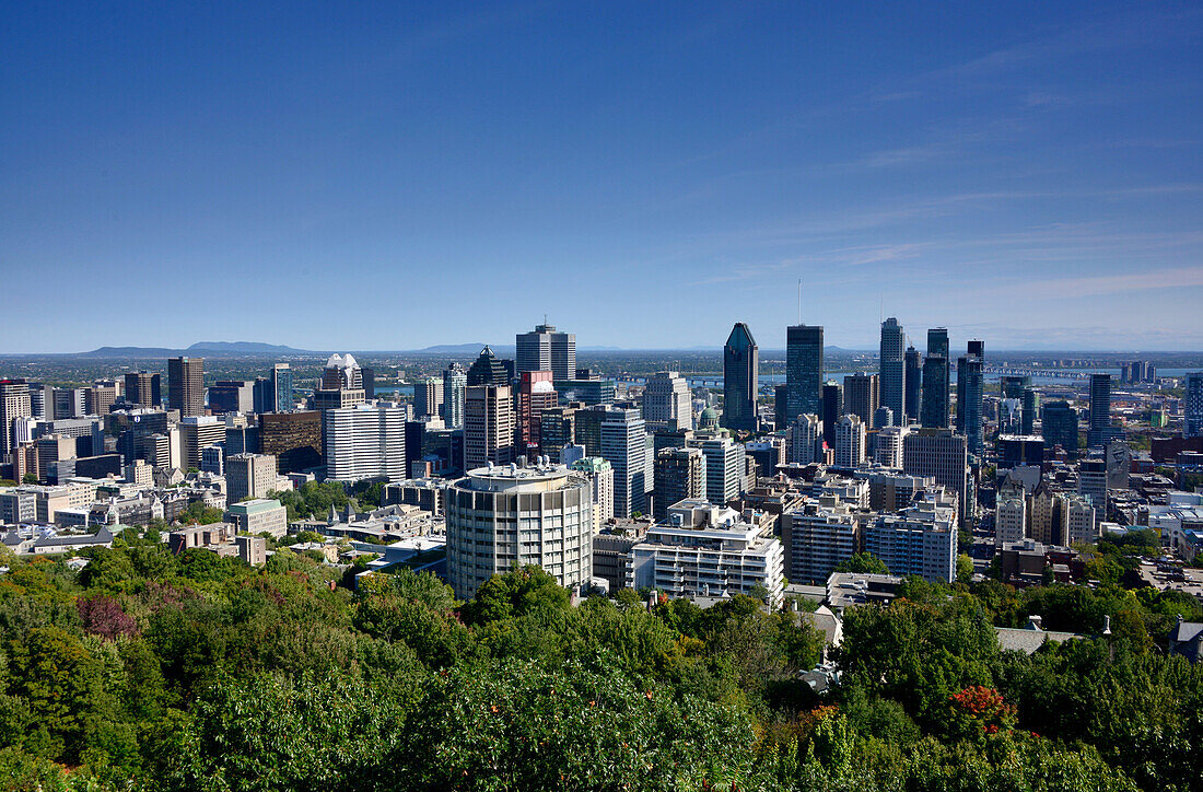 Blick auf die Downtown unter dem Mont-Royal, Montreal, Quebec, Ost Kanada