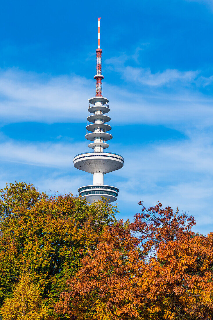 Fernsehturm, Herbst bei Planten un Blomen, Hamburg, Deutschland