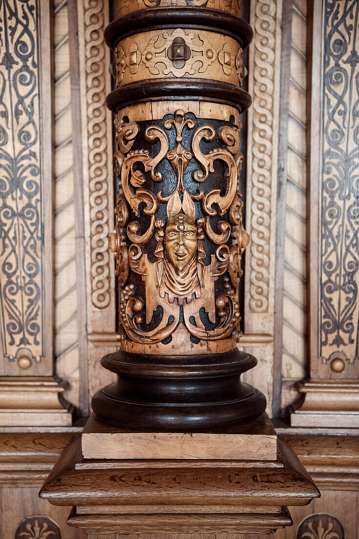 filigree wooden carvings at Coburg castle, Upper Franconia, Bavaria, Germany