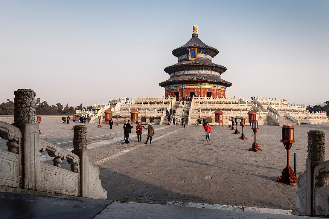 Blick zur Halle der Ernteopfer, Himmelstempel, Himmelsaltar, Bezirk Chongwen, Peking, China, Asien, UNESCO Welterbe