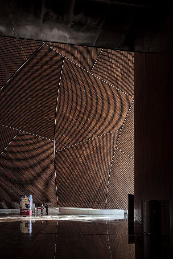guardman points woman the way, interior architecture, National Centre for the Performing Arts, National Grand Theatre, Beijing, China, Asia, Architect Paul Andreu