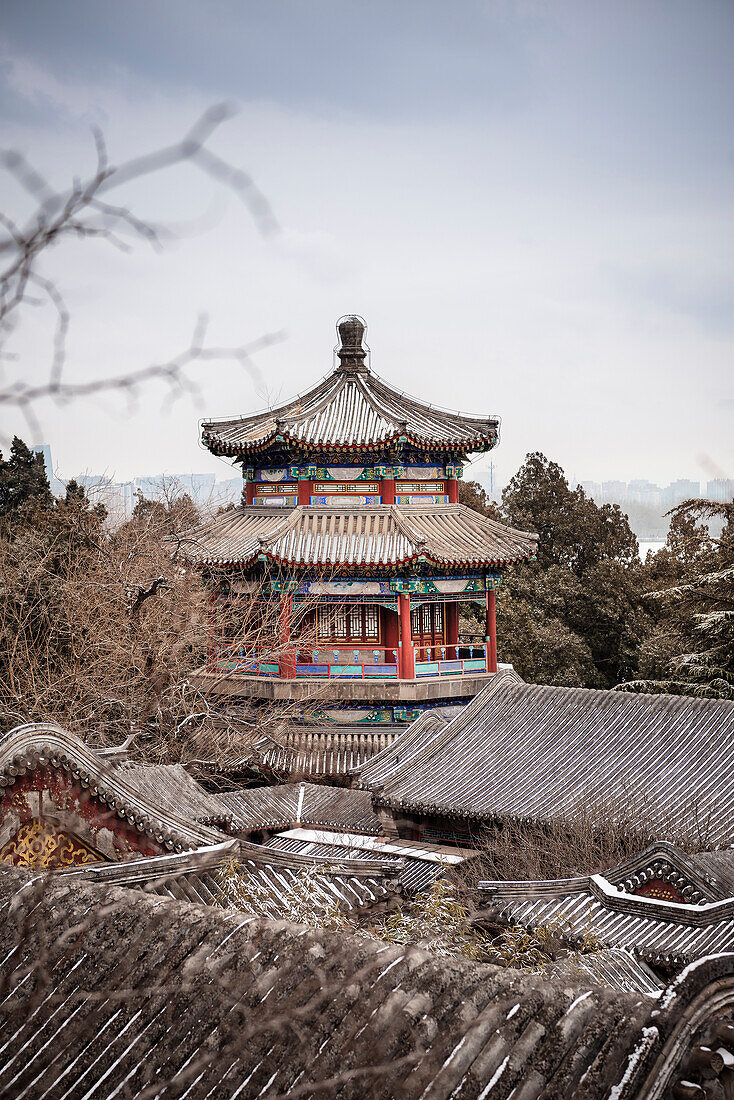 Neuer Sommerpalast in Peking im Winter, China, Asien, UNESCO Welterbe