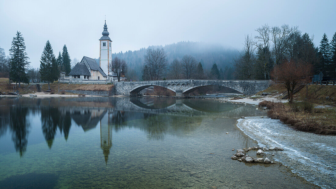 Bridge at the village of Ribcev Laz, Lake Bohinje, Triglav National Parc, Slovenia