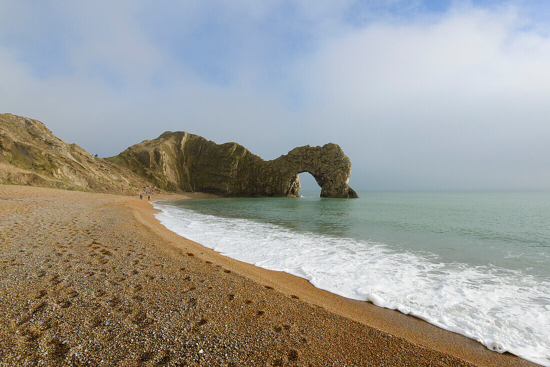 panoramic view at the beach in front of Durdle Door, Jurassic Coast, Dorset, England