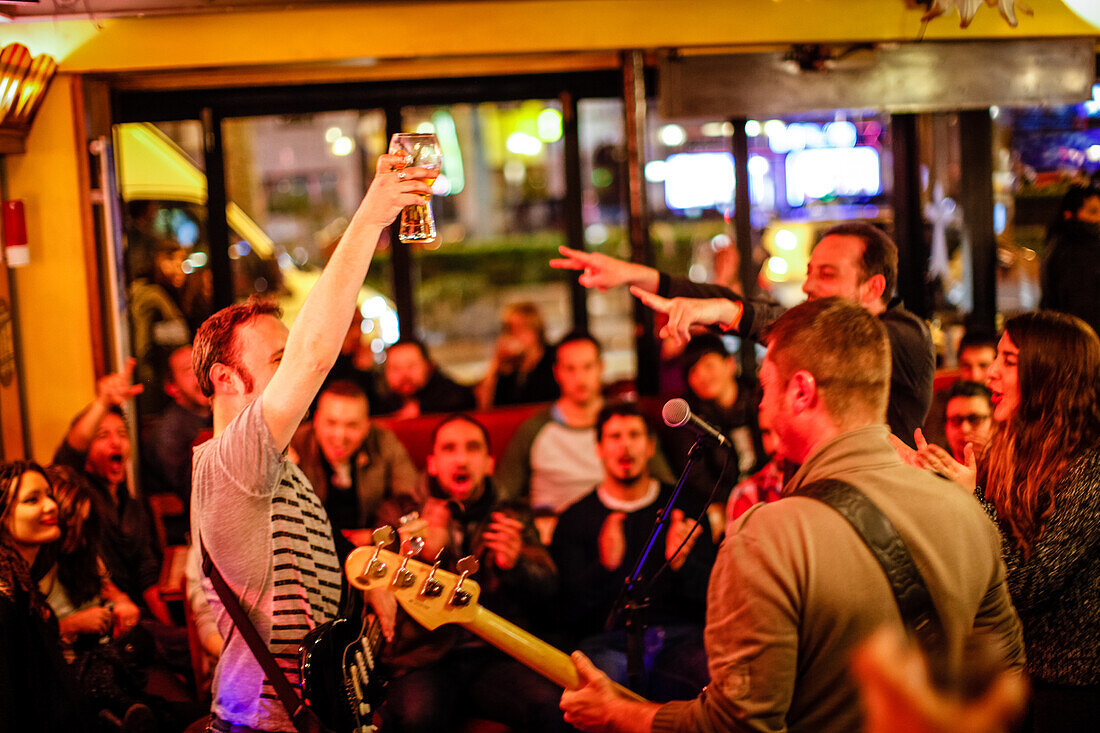 Live music in a bar near Place du Clichy, Paris, France, Europe