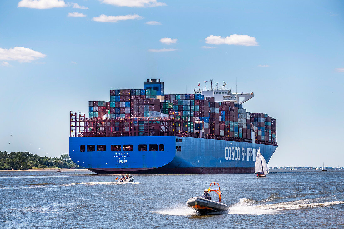 shipy on the river Elbe near Hamburg Blankenese, North Germany, Germany