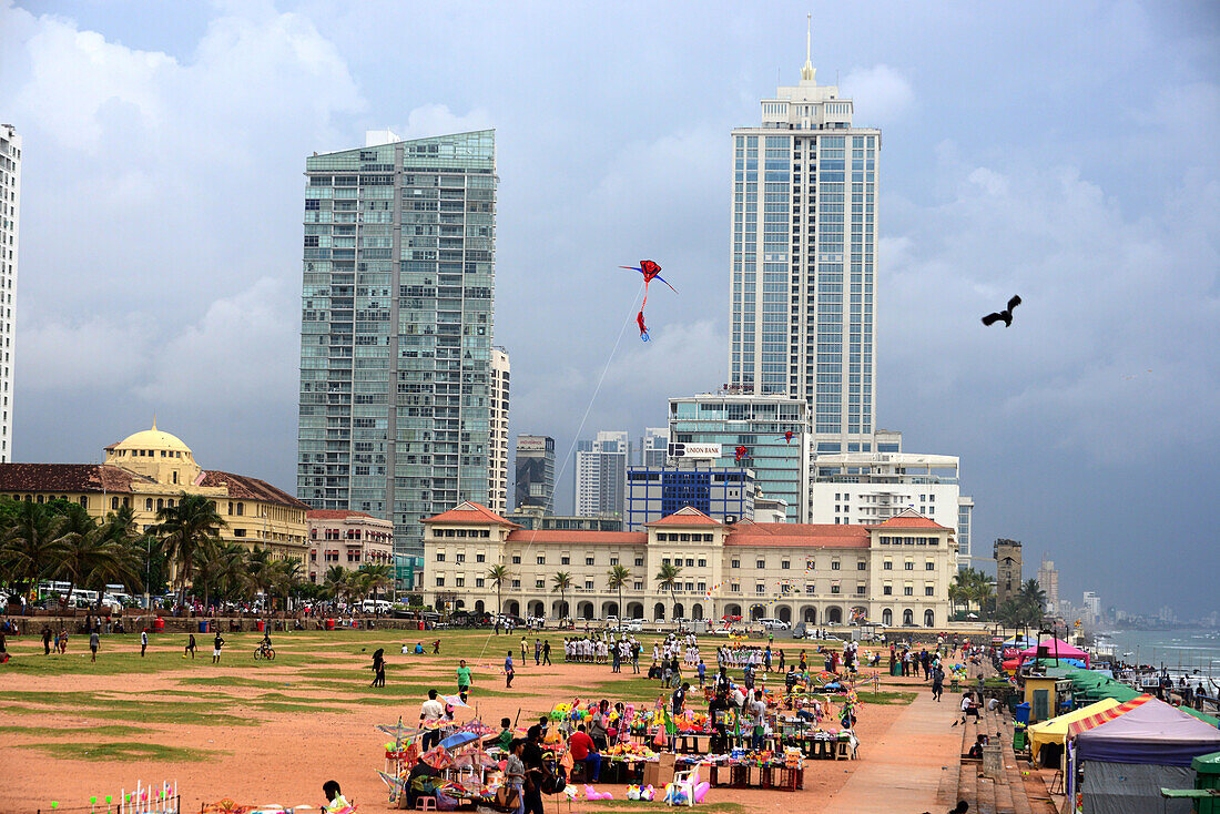 Blick über das Galle Face Green, Colombo, Westküste, Sri Lanka