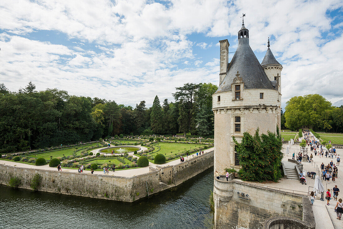 Chenonceau Castle on the Cher, Château de Chenonceau, Department Chenonceaux, Indre-et-Loire, Center Region, France