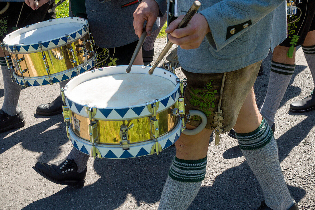 drummer in costume, Upper Bavaria, Germany, Europe