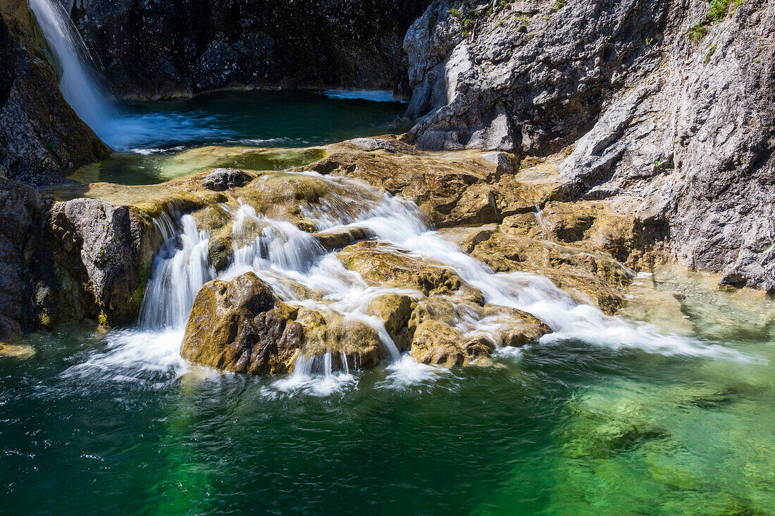 waterfall Stuibenfälle, Jumping Jack, Reutte, Lech valley, Tirol, Austria, Europe