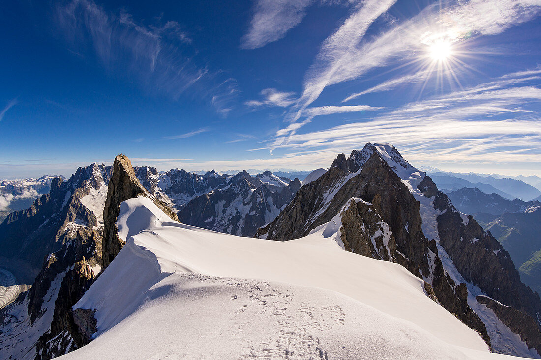 Ausblick vom Dome de Rochefort, Weg zu den Grandes Jorasses, Mont Blanc-Gruppe, Frankreich