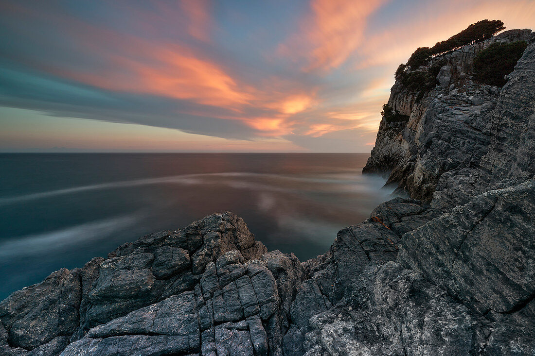 Sonnenuntergang auf der Insel Palmaria, La Spezia, Ligurien, Italien, Europa
