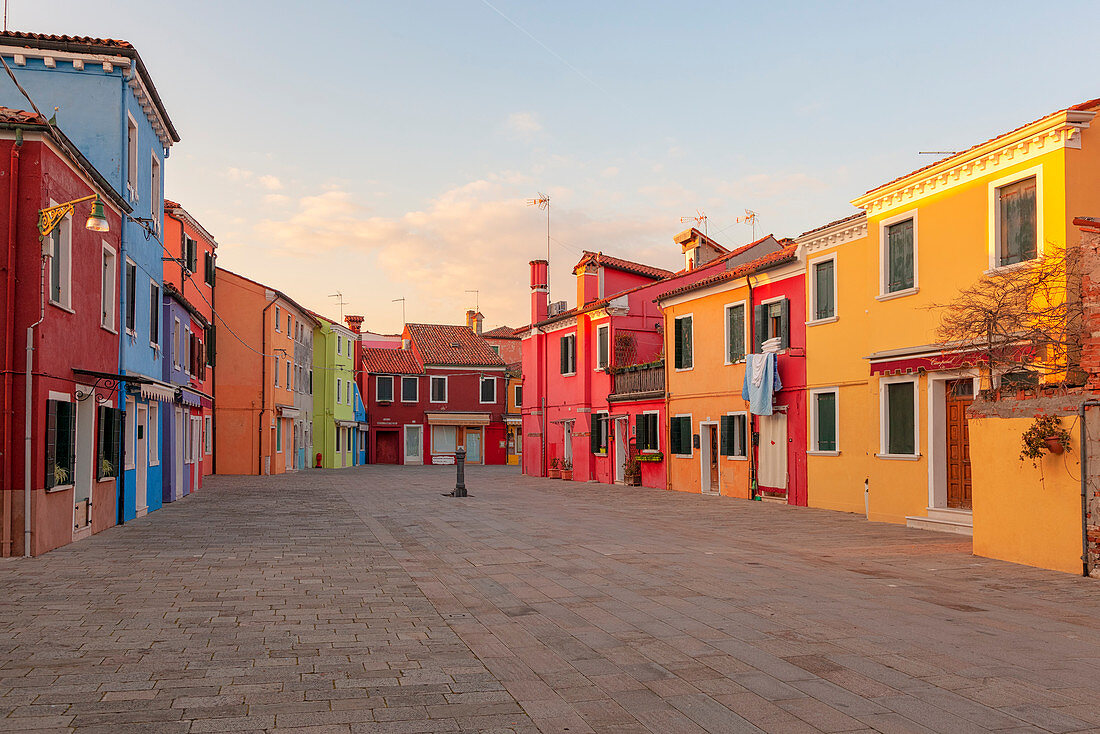 The typical colored houses of Burano Island, Venice, Veneto, Italy.