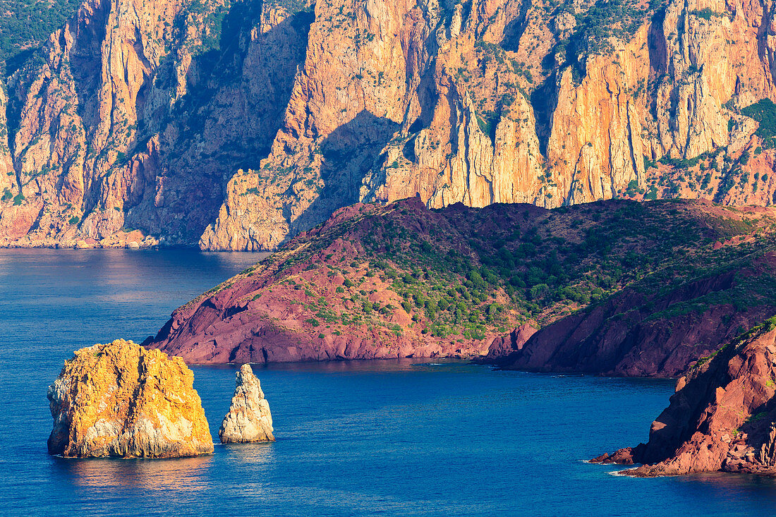 Rock coast of Nebida, Iglesias, Sud Sardegna province, Sardinia, Italy, Europe.