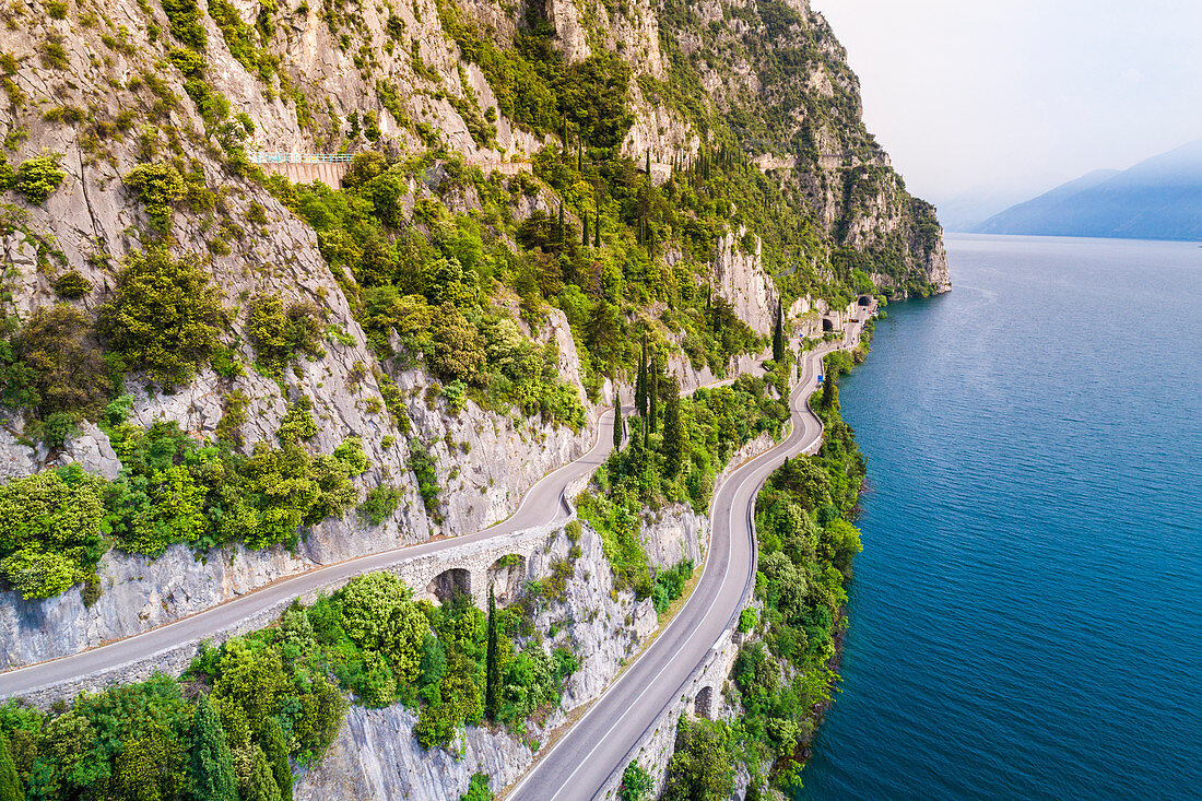 Strada della Forra, west side of Garda Lake. Tremosine, Brescia district, Garda lake, Lombardia, Italy