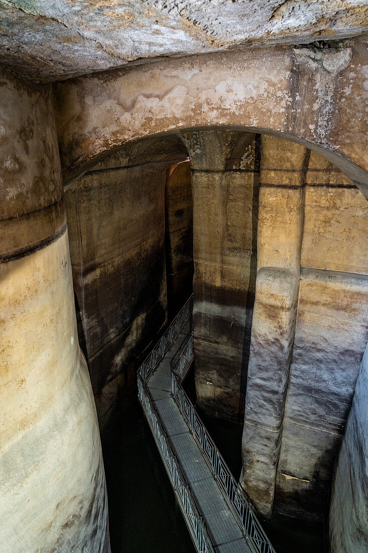 Large hypogean water tank called Palombaro Lungo, Matera, Basilicata, Italy, Europe.