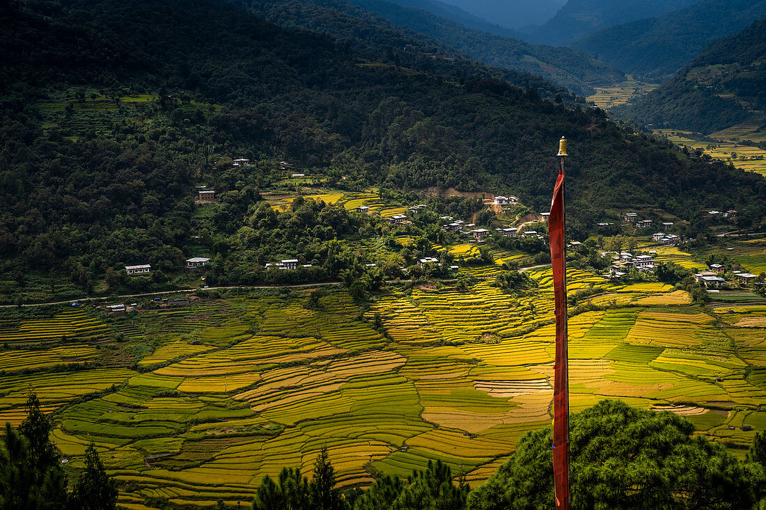 Punakha-Tal, Khamsam Yulley Namgyal Chorten. Punakha, Bhutan, Himalaya, Asien