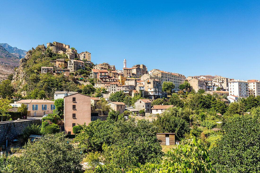 Traditionelles Dorf von Corte und von Zitadelle, Korsika, Frankreich