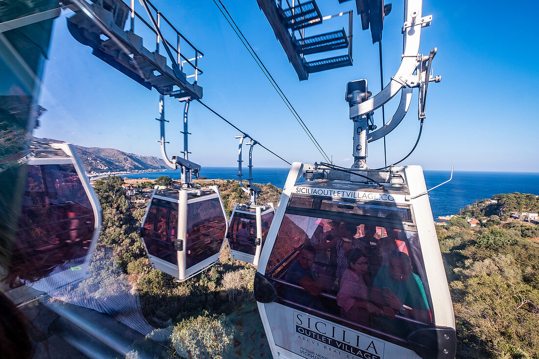 Seilbahn nach Taormina, Sizilien, Süditalien, Italien