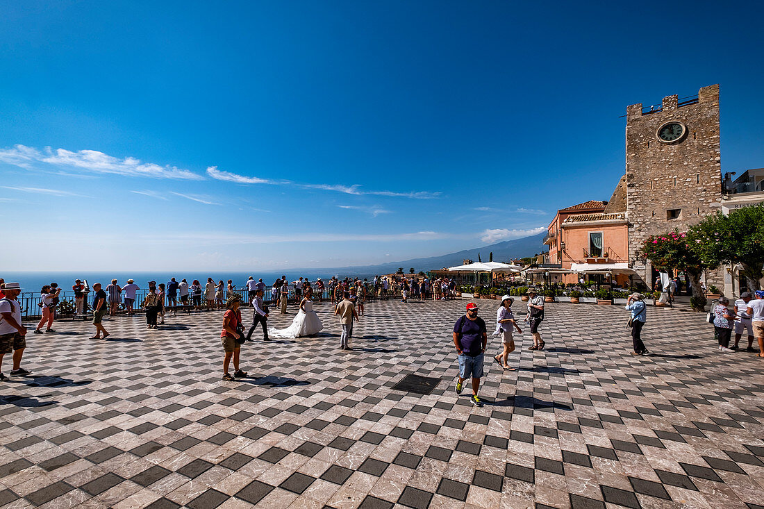 Platz Belvedere in Taormina, Sizilien, Süditalien, Italien