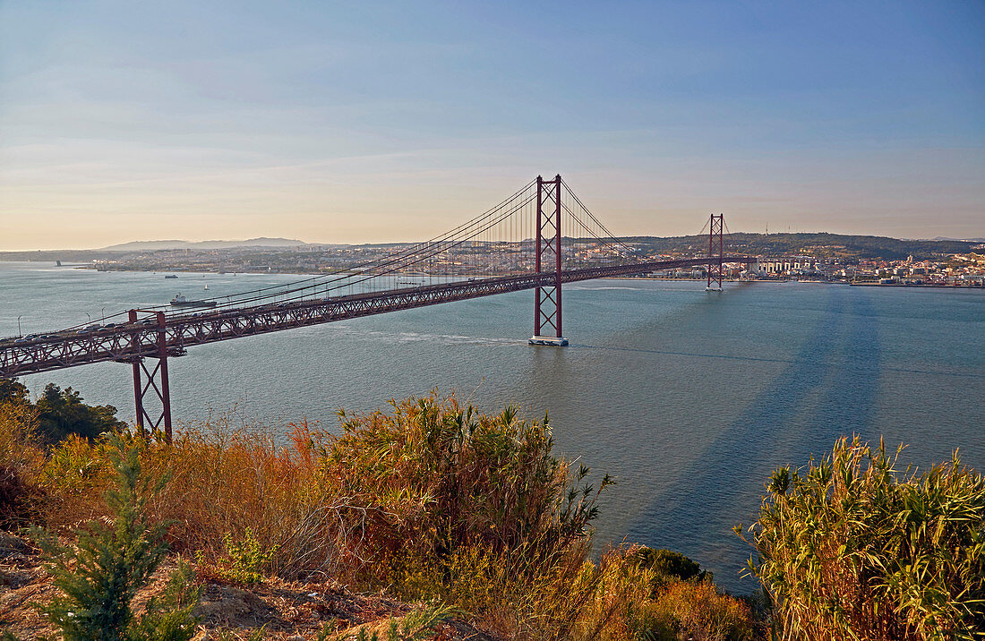 Lisboa, View from Cristo Rei at Ponte 25 de Abril, Rio Tejo, District Lisboa, Portugal, Europe