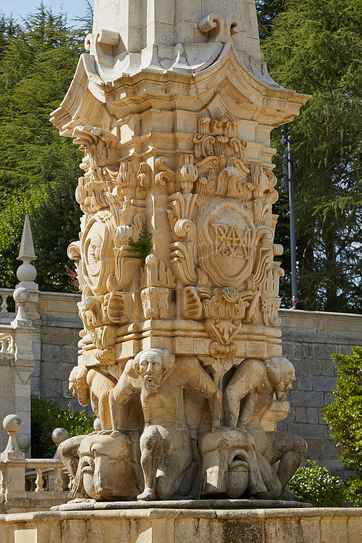 Lamego, Nossa Senhora dos Remédios, Fountain at the Pátio dos Reis, Detail, Pilgrims' church, District Viseu, Douro, Portugal