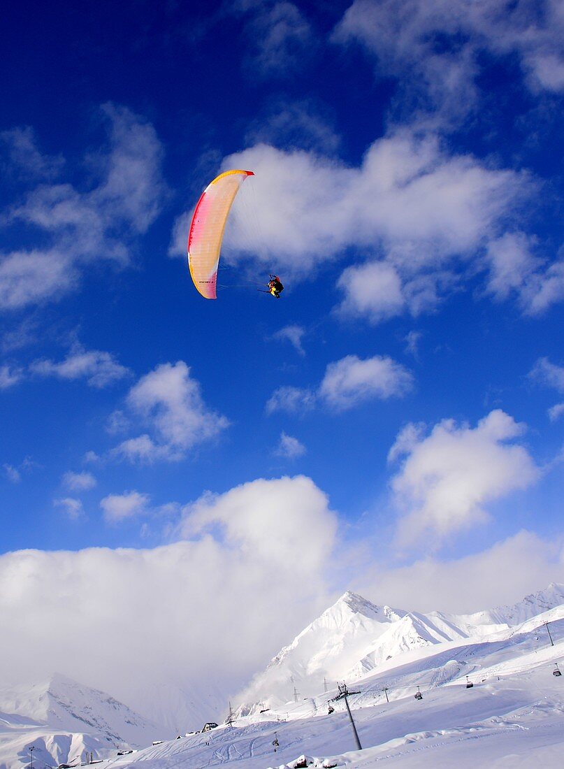 Skiarea Gudauri at old military road in the big Caucasus, Georgia