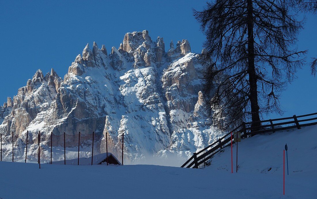 Skiing near Sexten, Dolomites, South-Tyrol, Italy