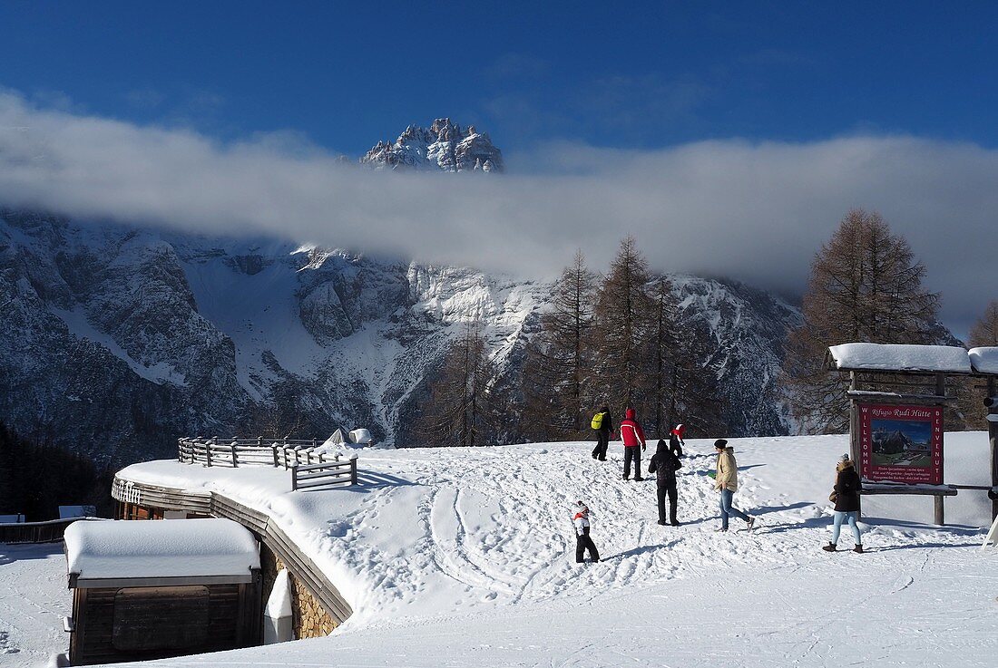 Skiing near Sexten, Dolomites, South-Tyrol, Italy