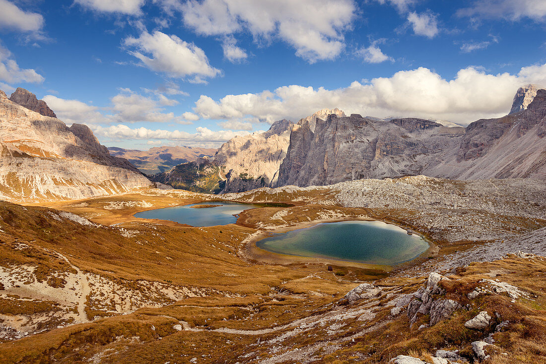 Blick auf den Bergsee, Laghi dei Piani, Sexten, Südtirol Italien, Europa
