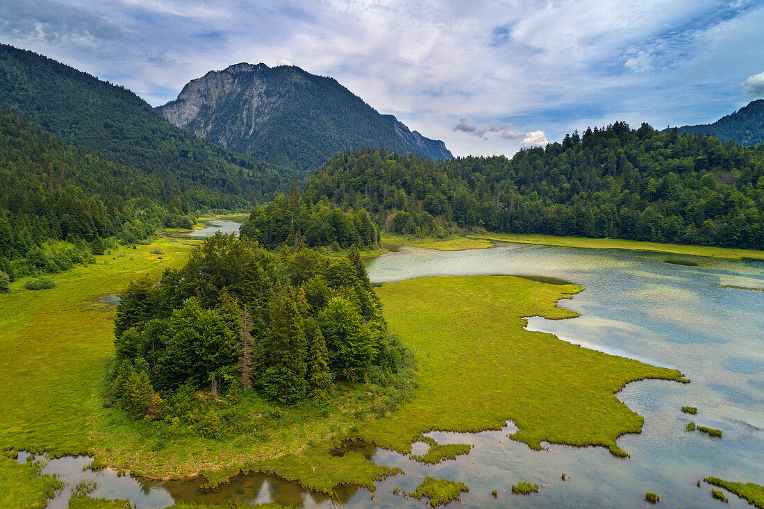 Mountain lake in summer, Bavaria, Germany, Europe