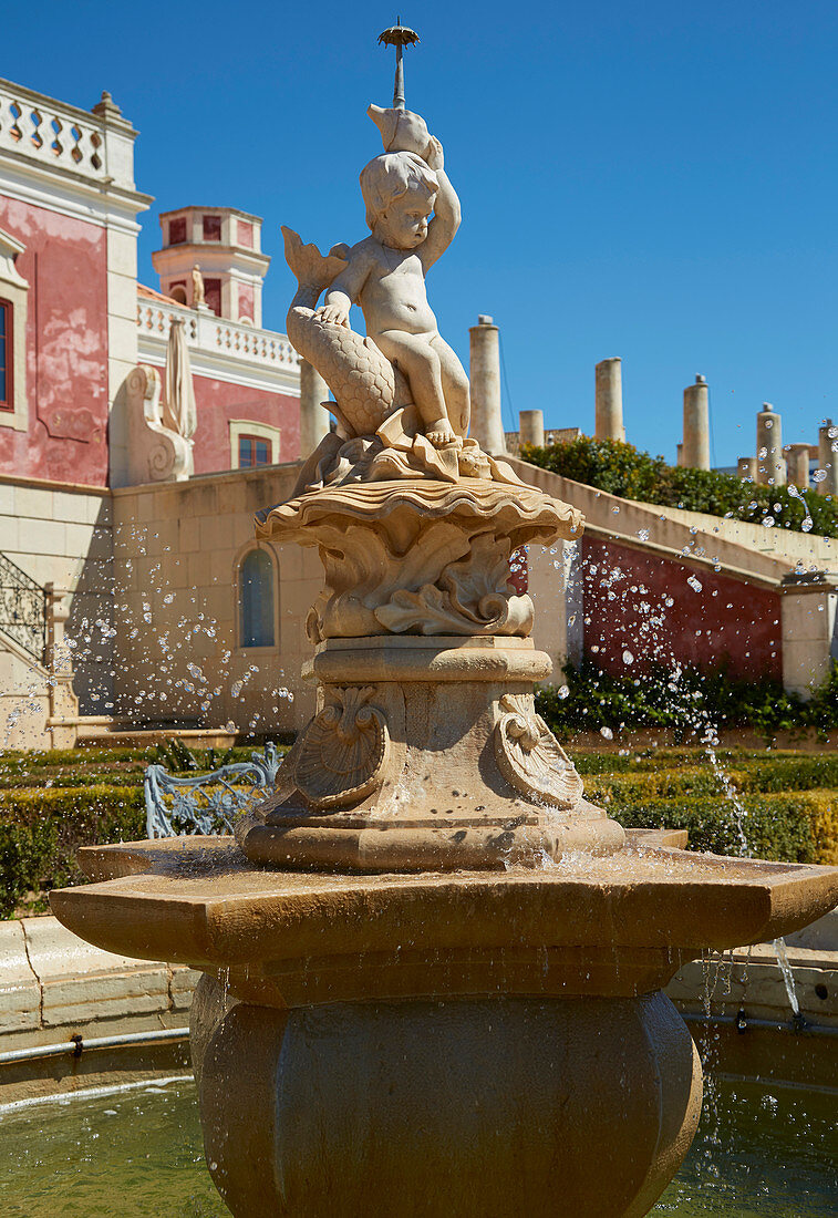Terrasse Patamar da Casa do Presépio, Brunnen, Palácio de Estói, Pousada, Estói, Distrikt Faro, Region Algarve, Portugal, Europa