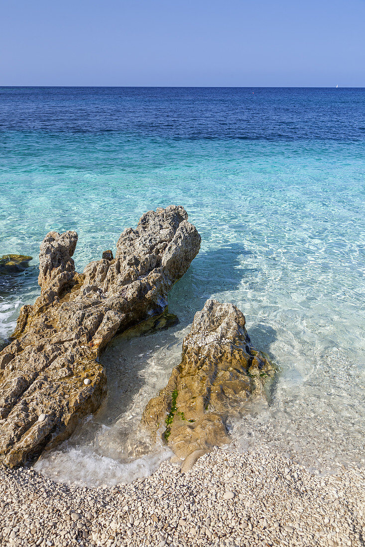 Strand auf der Insel Dugi Otok, Veli Rat, Zadar, Norddalmatien, Dalmatien, Kroatien, Südeuropa, Europa