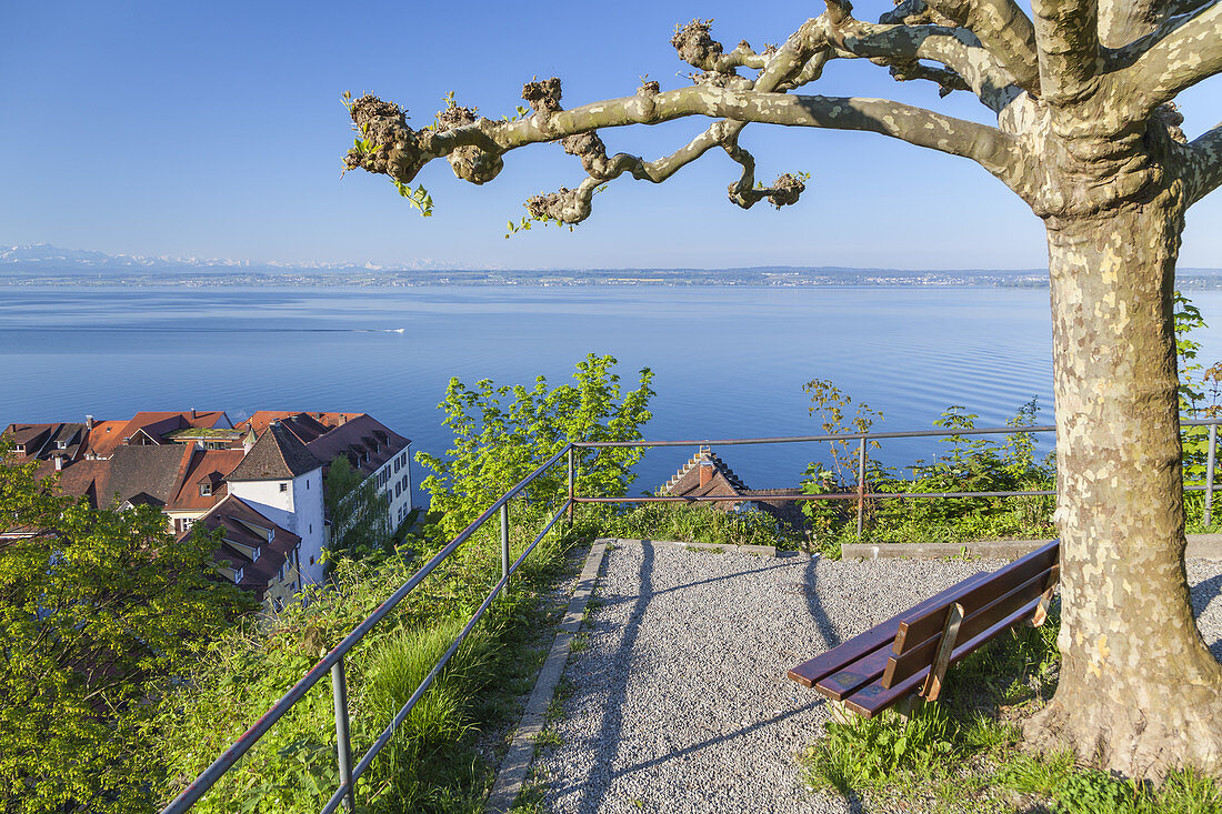 View over Meersburg and lake Constance, Baden, Baden-Wuerttemberg, South Germany, Germany, Central Europe, Europe