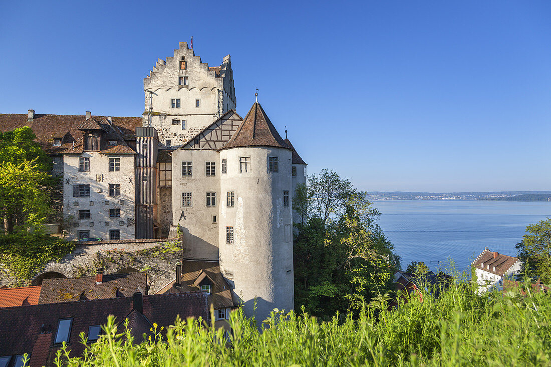 Castle Meersburg on lake Constance, Meersburg,  Baden, Baden-Wuerttemberg, South Germany, Germany, Central Europe, Europe