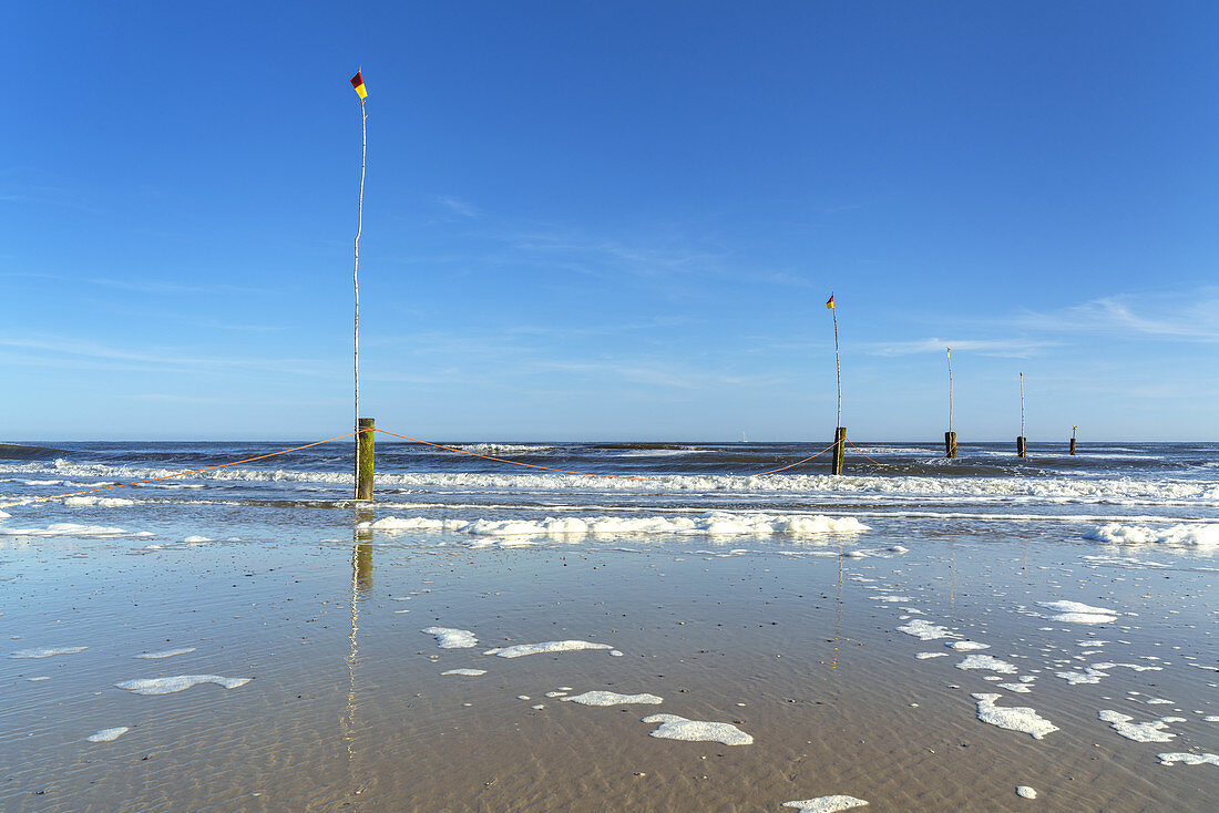 Strand auf der Insel Norderney, Ostfriesland, Niedersachsen, Norddeutschland, Deutschland, Europa