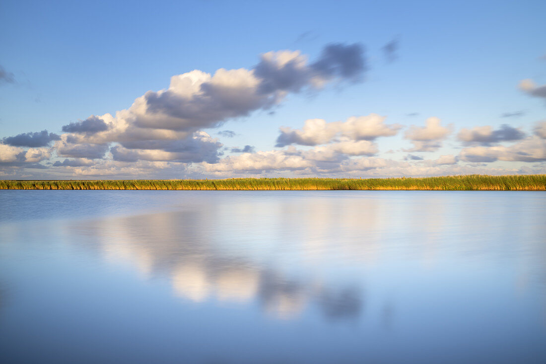 Wolkenziehen am Katrevel, Morsum, Insel Sylt, Nordfriesland, Schleswig-Holstein, Norddeutschland, Deutschland, Europa