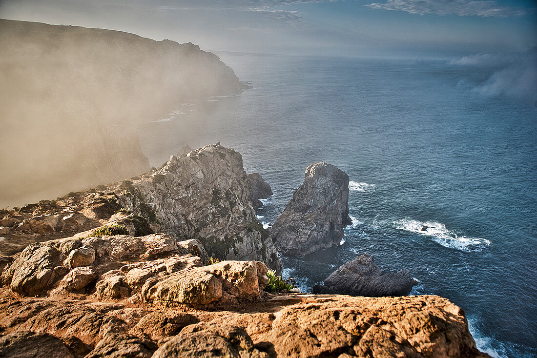 Blick aufs Meer, Cabo da Roca, westlichster Punkt des europäischen Festlandes, Sintra, Lissabon, Portugal