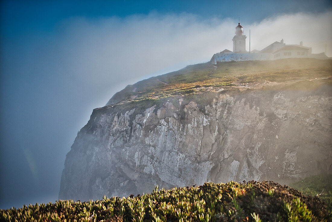 Lighthouse at Cabo da Roca, westernmost point of mainland Europe, Sintra, Lisbon, Portugal,