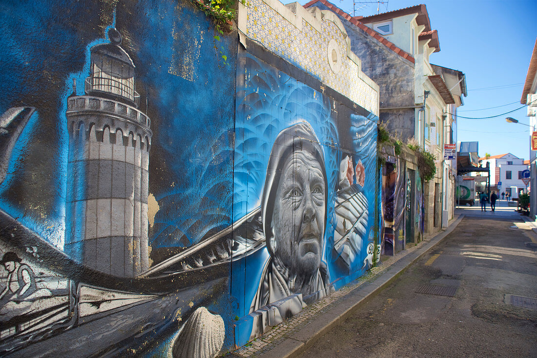 Wall painted house wall in Aveiro, Beira Littoral, Portugal