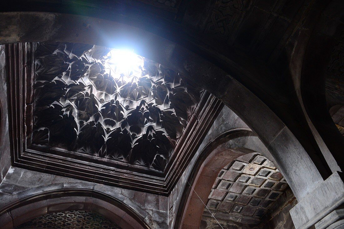 Ceiling in the monastery church Haritchavan at the Aragaz at Gyumri, Armenia, Asia